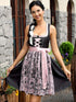 Dirndl Zweiteiler Alpenglanz in Schwarz Jacquard mit Mieder und Rock